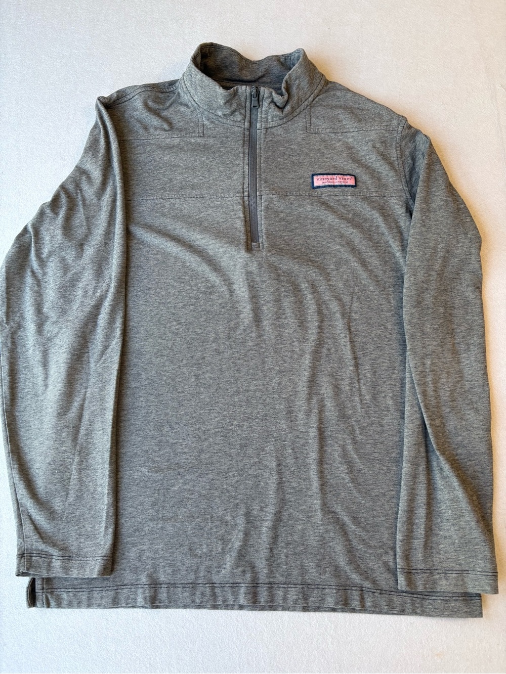 Vineyard Vines Edgartown Heathered Gray Quarter Zip Pima Cotton Pullover sz M